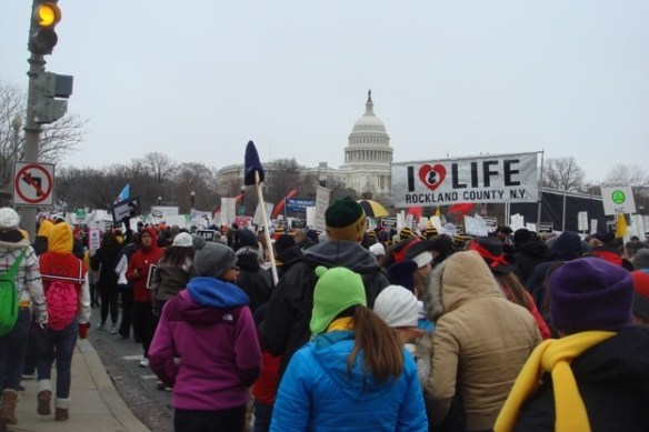 A Rockland Right to Life banner rises above the crowd, surging along Constitution Avenue toward the Capitol. Stories and photos of the March for Life will be appearing on this site over the weekend. If you were there, and would like to have your photos or comments posted, please send them to RocklandRTL@optonline.net. The photo above is by John Ferrao.