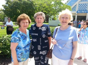 After the Mass at the Marian Shrine: Cathy Skae, Jeanmarie Grahn, and Mary Moore.