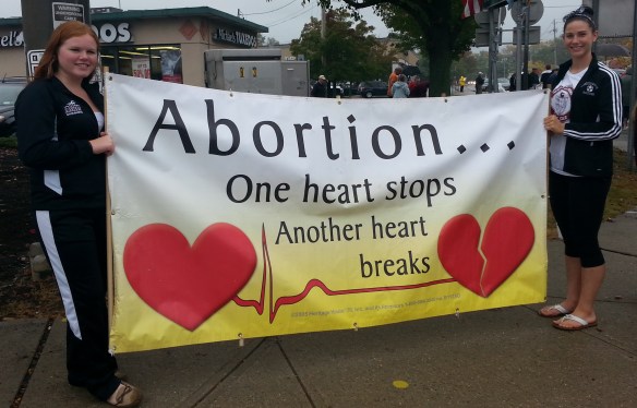 Students from Albertus Magnus HIgh School display their message for LIFE.