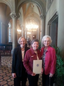Liz O'Brien, Jeanmarie Grahn, and Judy Murray from Rockland Right to Life outside the Senate Chamber in Albany at Lobby for Life Day.